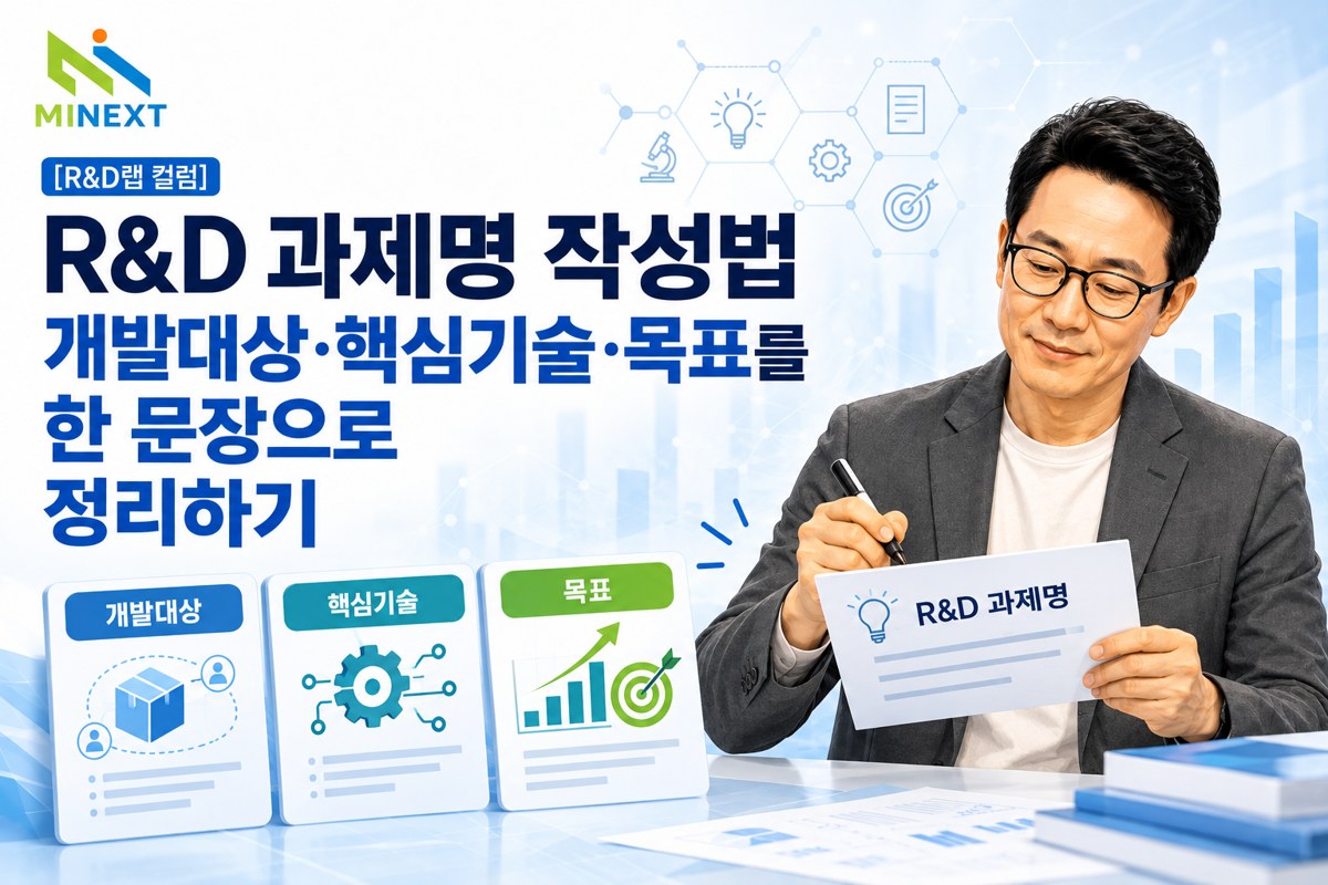 [R&D랩 컬럼] R&D 과제명 작성법: 개발대상·핵심기술·목표를 한 문장으로 정리하기 대표 이미지